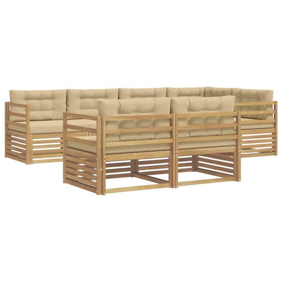 Ensemble de canapés d'extérieur 7 pc blanc et beige polyester