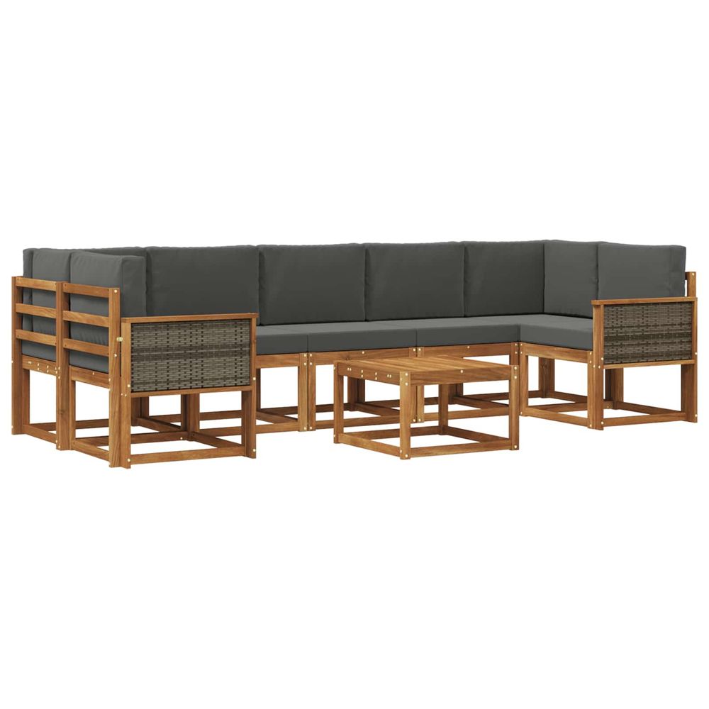 Ensemble de canapés d'extérieur 6 pc naturel et anthracite