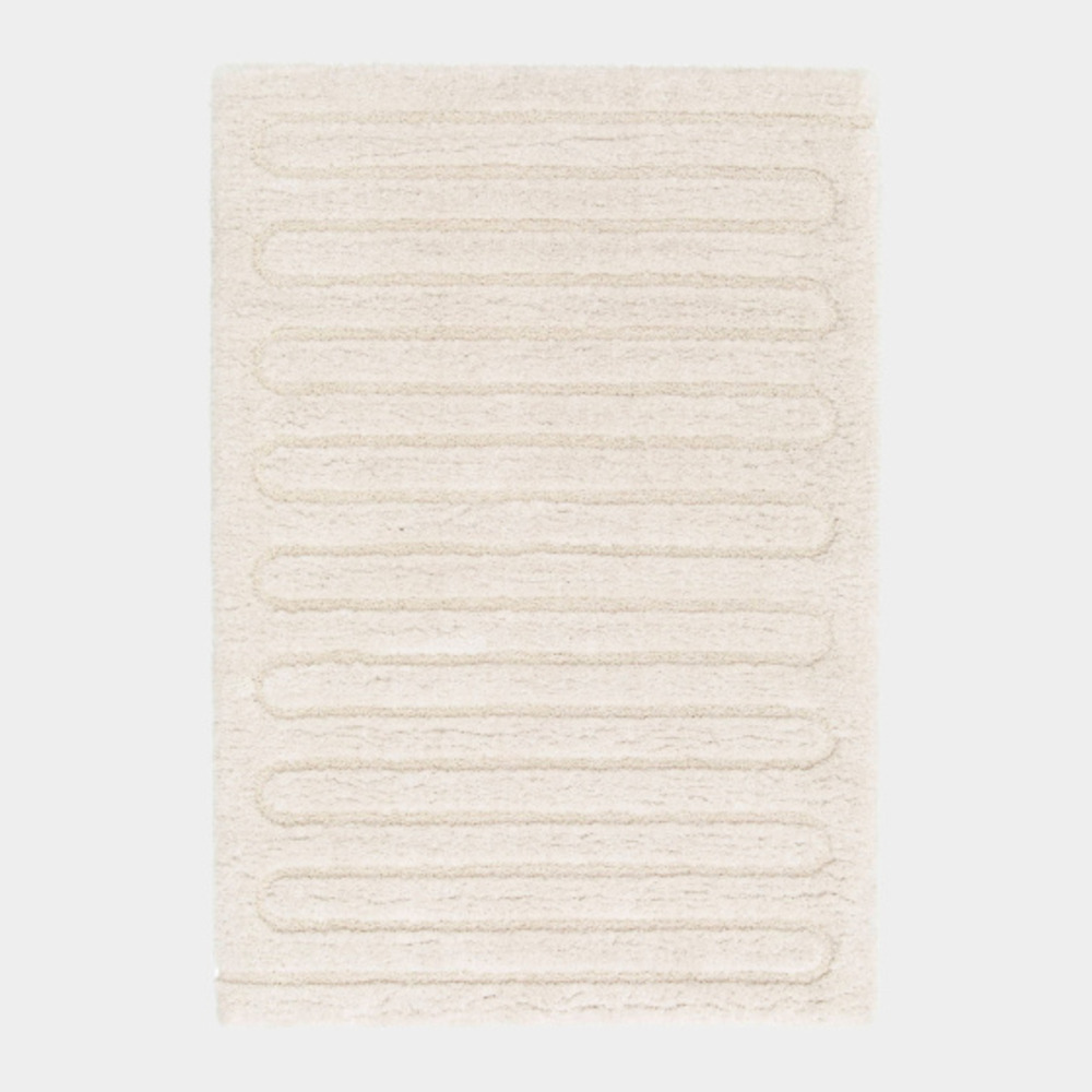 Tapis zig-zag crème - motif graphique & velours doux - 200 x 290 cm