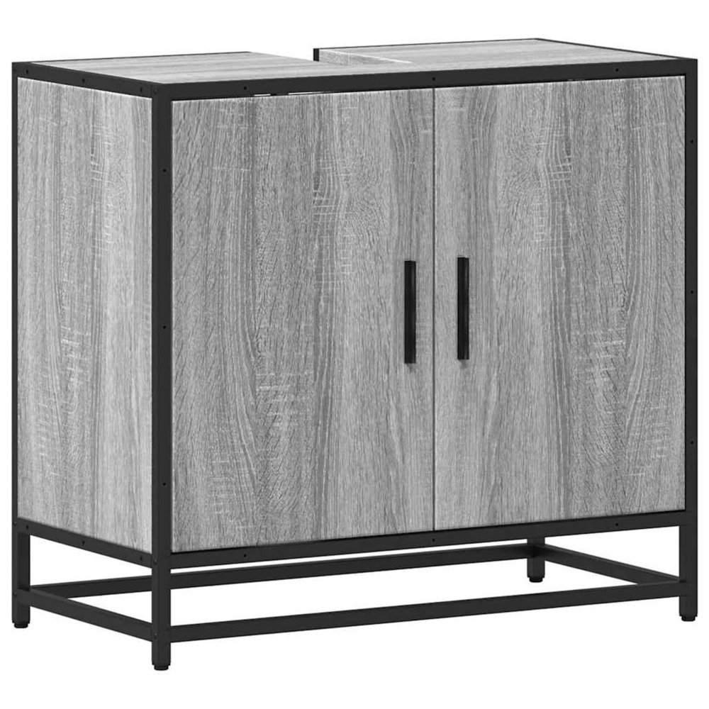 Armoire de lavabo de salle de bain sonoma gris 65x33x60 cm