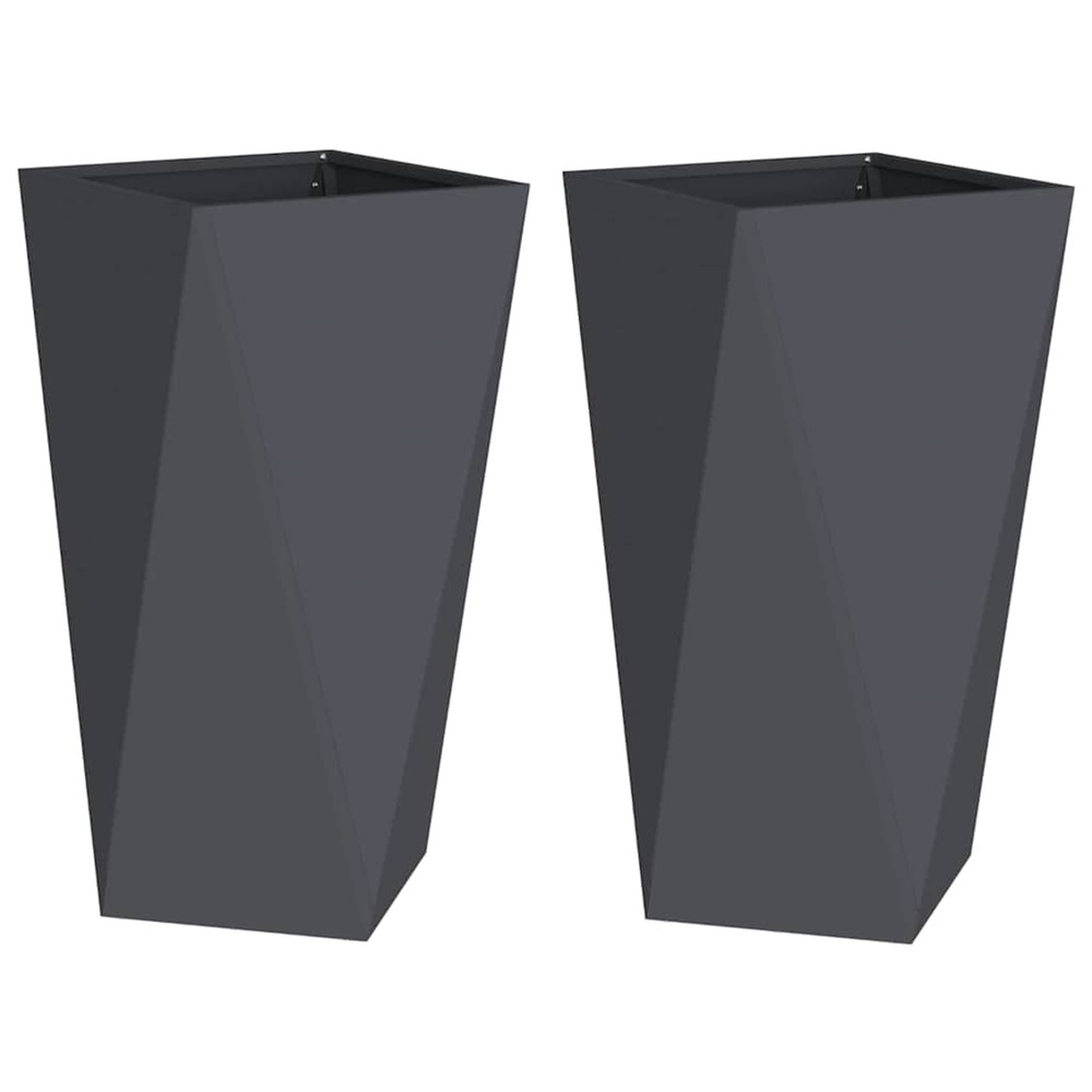 Jardinière d'extérieur 2 pcs anthracite 40 x 40 x 75 cm acier