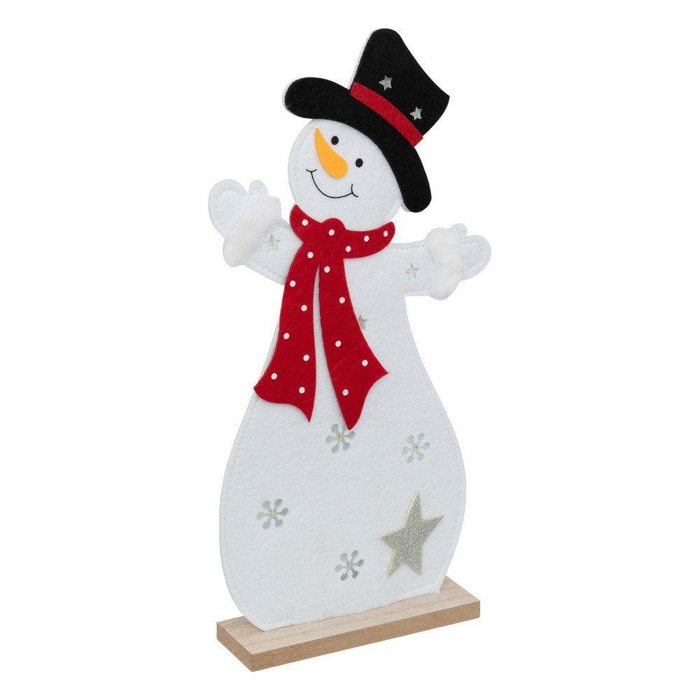 Déco lumineuse bonhomme de neige en feutrine 9 led h 37 cm