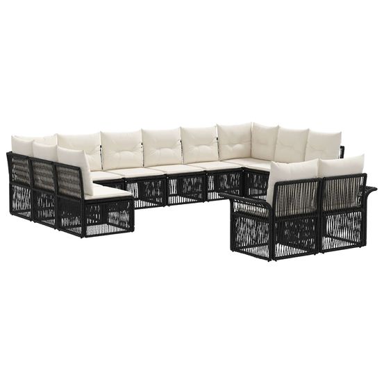 Ensemble de canapé de jardin 12 pc noir polyrotin