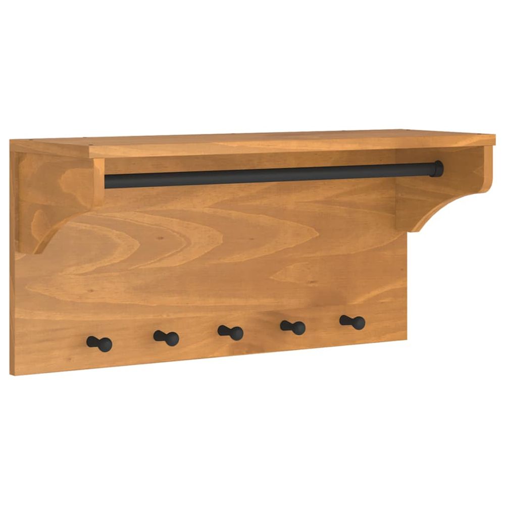 Porte-manteau mural sandnes 87x30x42 cm bois massif pin