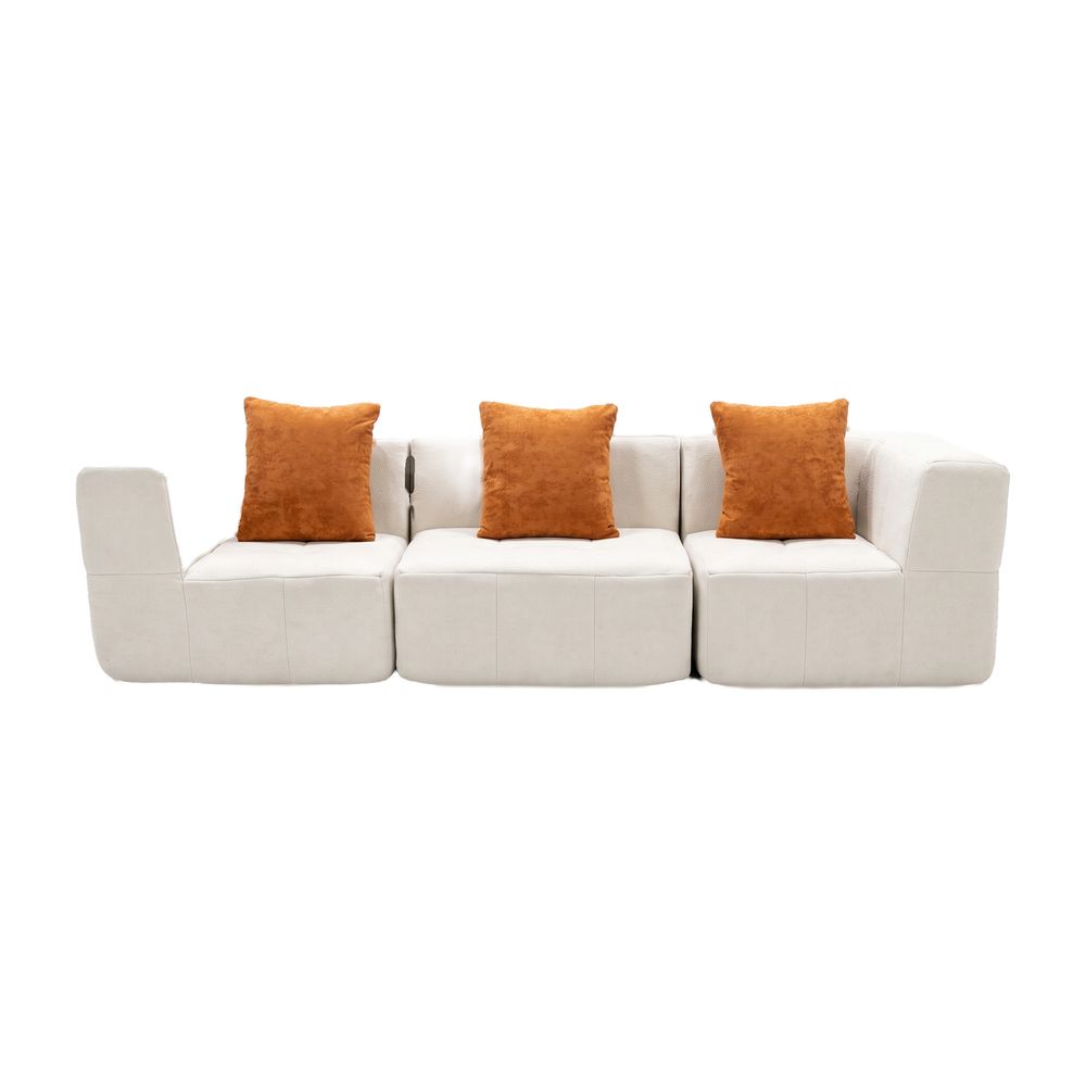 Canapé de salon eden simple 3 places - blanc orange