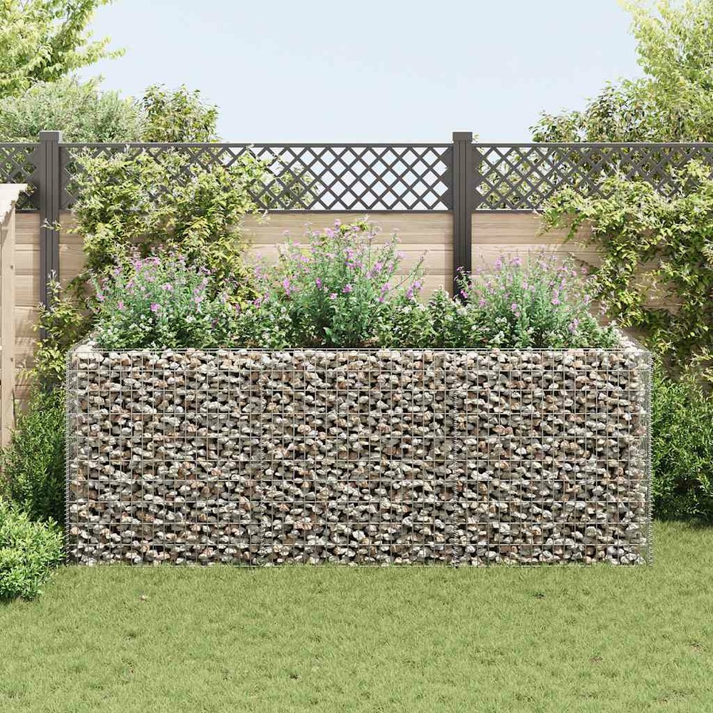Lit surélevé à gabion acier 270x90x100 cm