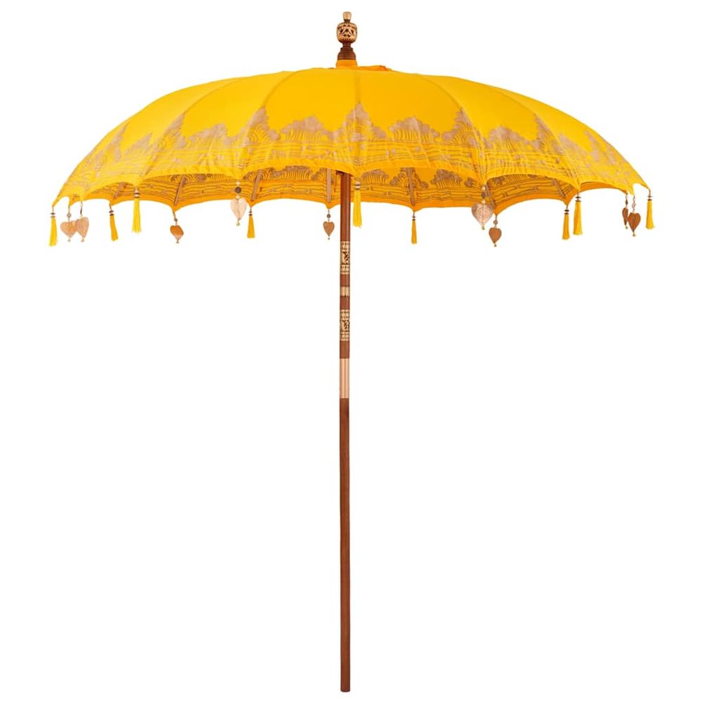 Parasol balinais jaune 215 x 215 x 260 cm coton et bois