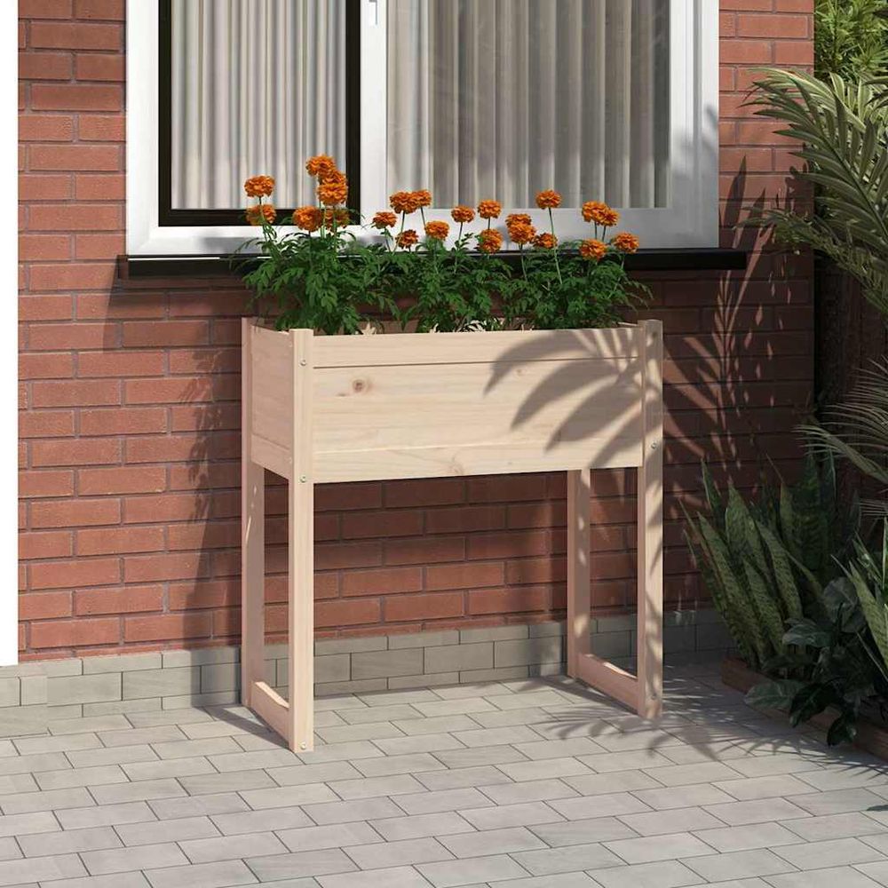 Grande jardinière surélevée en bois de pin pour jardin 78x40x81 cm