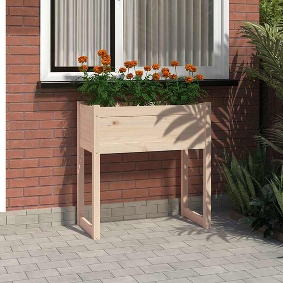 Grande jardinière surélevée en bois de pin pour jardin 78x40x81 cm