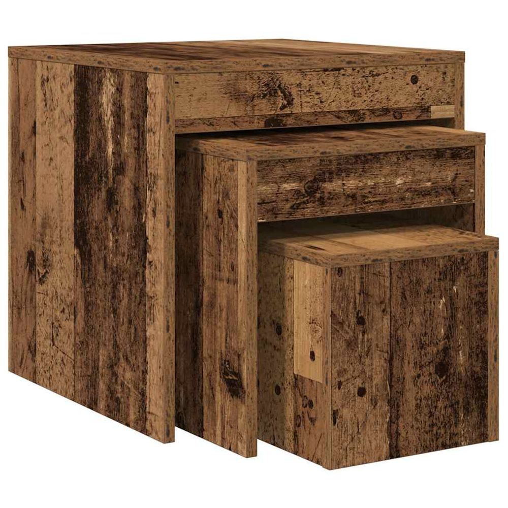Tables gigognes 3 pcs vieux bois bois d'ingénierie