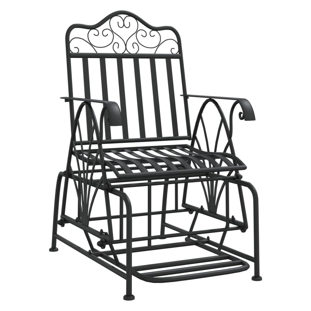 Banc de jardin meuble de patio d'extérieur terrasse coulissant 61 cm noir acier