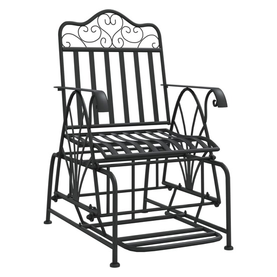 Banc de jardin meuble de patio d'extérieur terrasse coulissant 61 cm noir acier