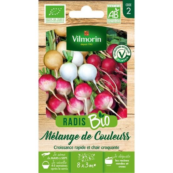 Sachet de graines radis mélange de couleurs bio
