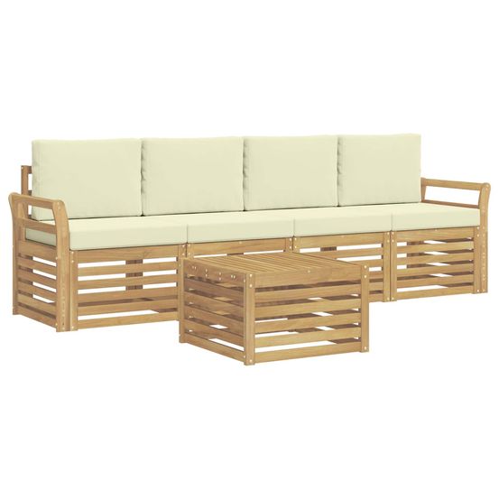 Ensemble de canapés d'extérieur 5 pc blanc et crème polyester
