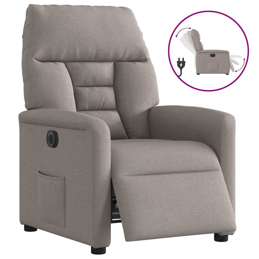 Fauteuil inclinable électrique taupe tissu