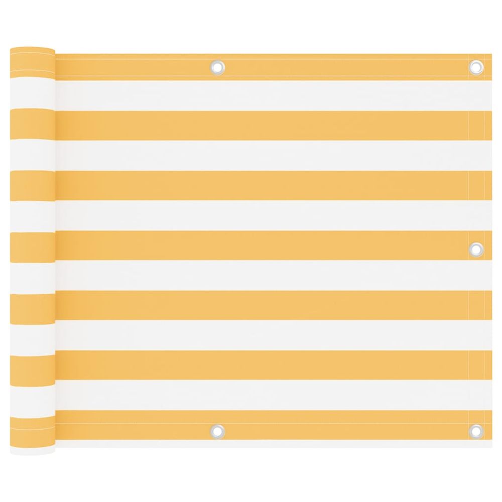 Écran de balcon blanc et jaune 75x400 cm tissu oxford