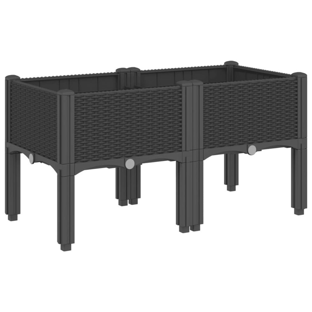 Jardinière d'extérieur avec pieds noir 80x40x42 cm pp