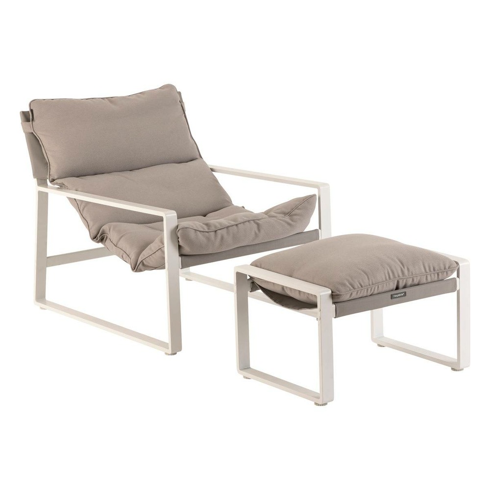 Fauteuil relax de jardin lambinio blanc en aluminium en acier traité en epoxy
