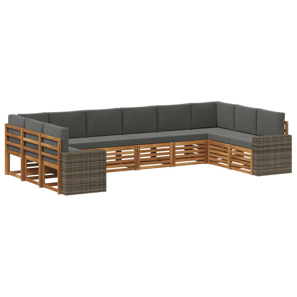 Ensemble de canapés d'extérieur 10 pc naturel et anthracite
