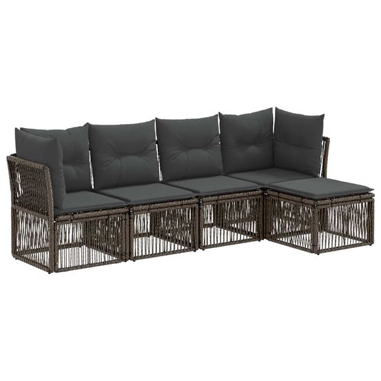 Ensemble de canapé de jardin 5 pc gris polyrotin
