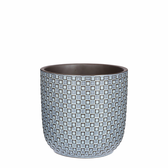 Mica decorations daan pot de fleurs - h17,5 x ø19 cm - bleu