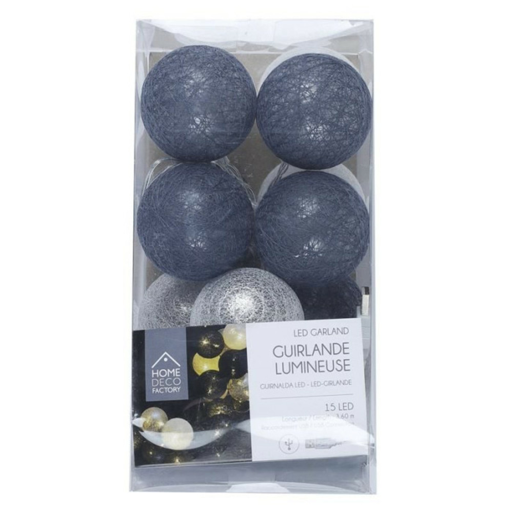 Guirlande lumineuse led boule 360cm bleu & gris