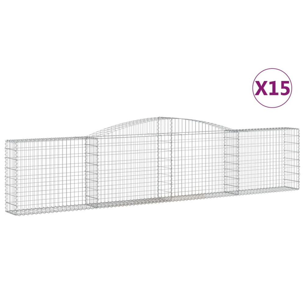 Paniers à gabions arqués 15 pcs 400x30x80/100 cm fer galvanisé