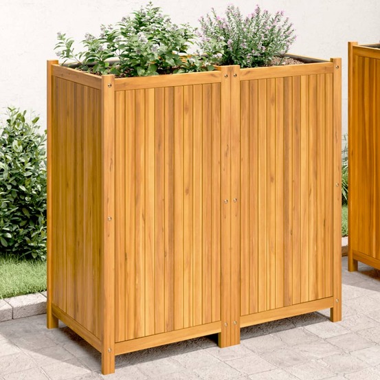 Jardinière bac lit surélevé plantes fleurs terrasse jardin avec doublure 100 x 50 x 100 cm bois massif d'acacia marron 02_003