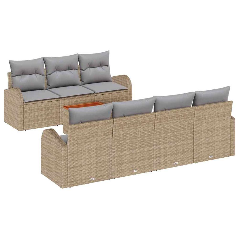 Ensemble de canapé de jardin 8 pc beige et gris clair polyrotin