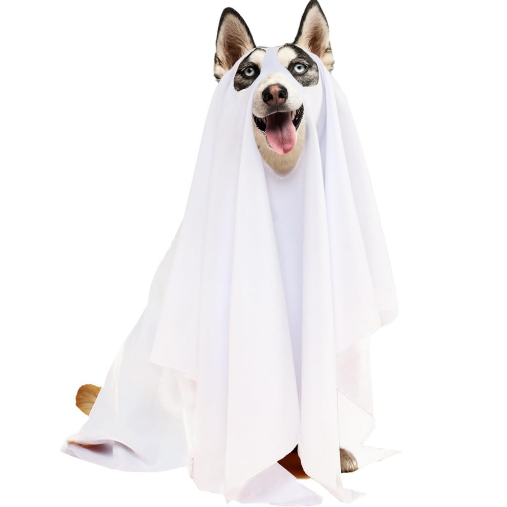Déguisement de chien fantôme d'halloween - blanc - 125*72cm - taille grande