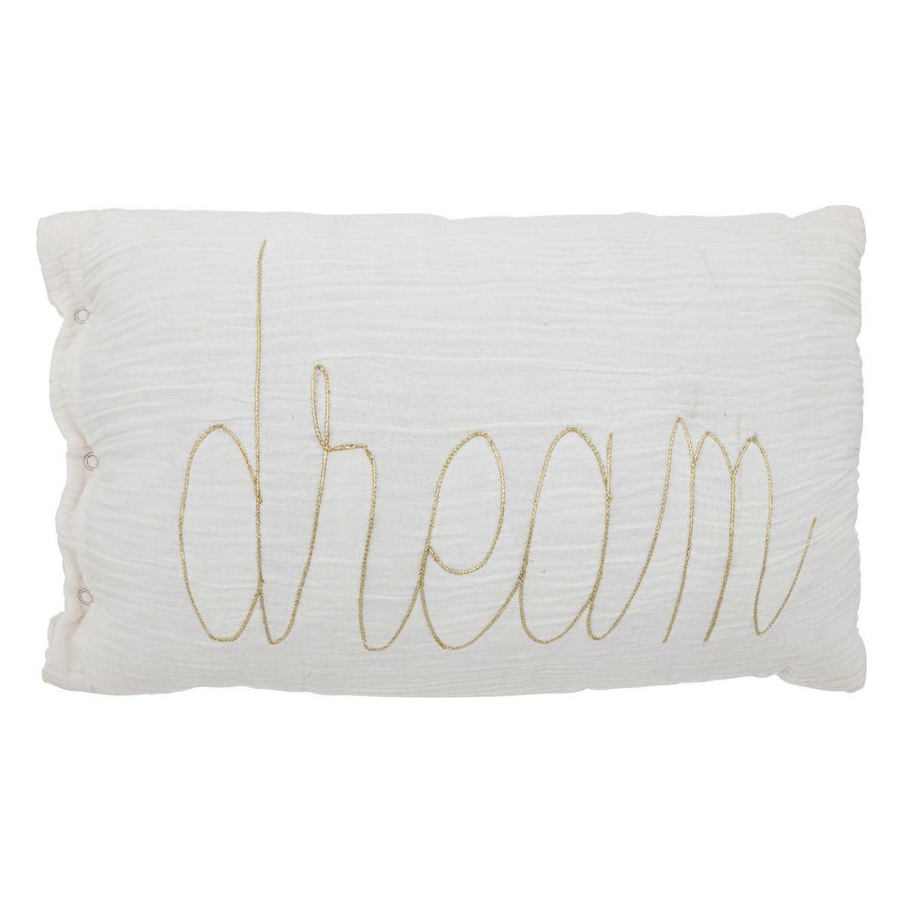 Coussin rectangulaire lili en gaze de coton 50x30cm blanc