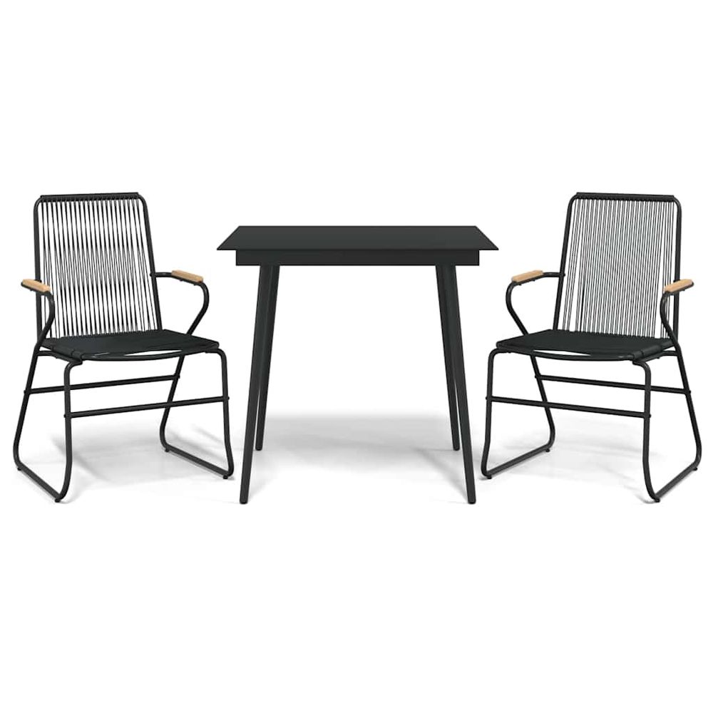 Ensemble à manger de jardin 3 pcs noir rotin pvc