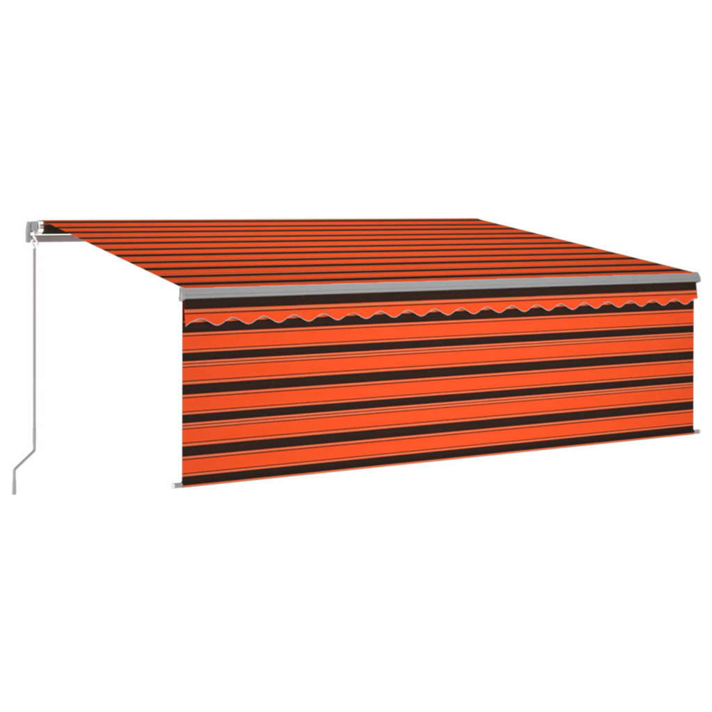 Auvent manuel rétractable et store led 4,5x3 m orange et marron
