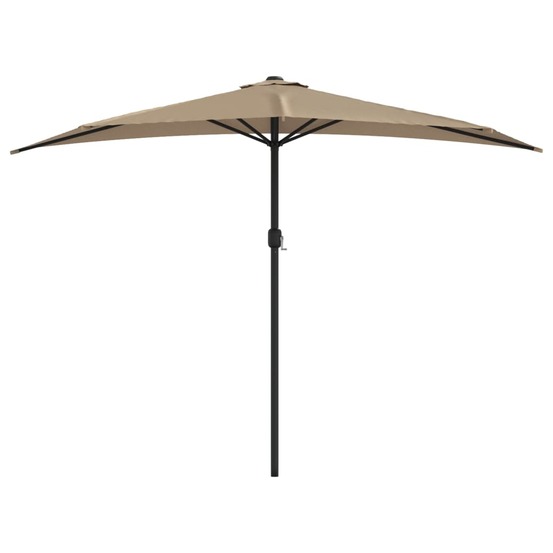 Parasol de balcon avec mât en aluminium taupe 300 x 150 cm demi