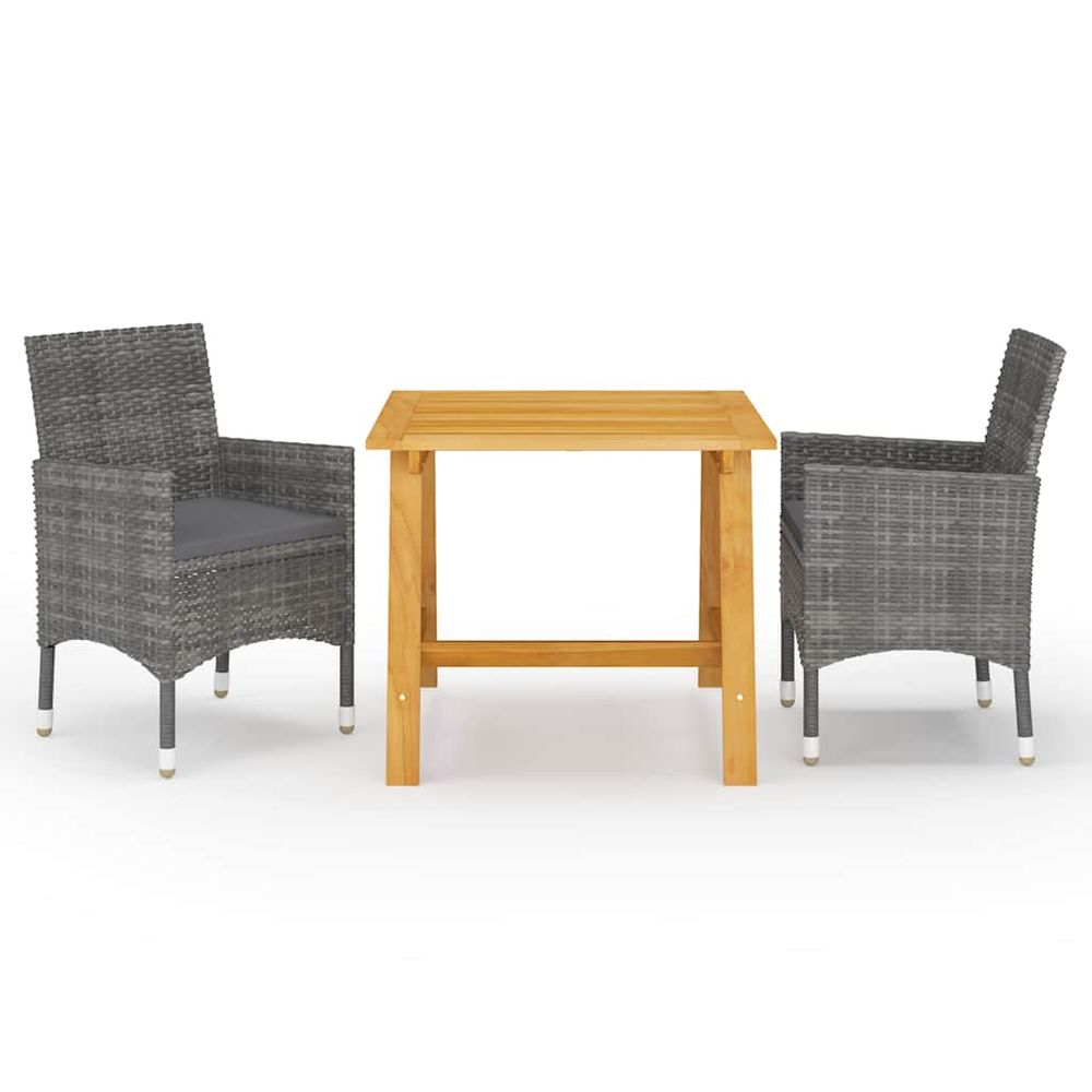Ensemble à manger de jardin 3 pcs gris
