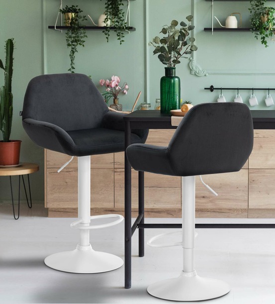 Lot de 2 tabourets de bar braga velours blanc