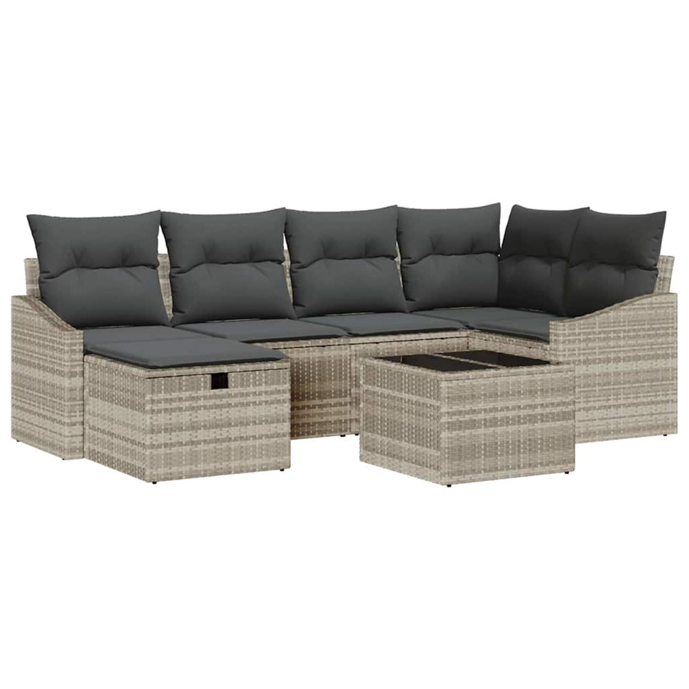 Ensemble de canapé de jardin 7 pcs gris clair 55 x 62 x 69 cm
