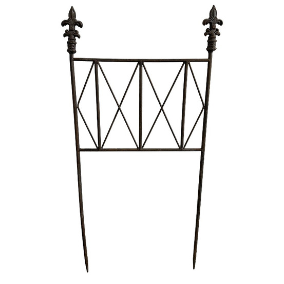 Barrière jardin fer fleurs de lys 34x69cm