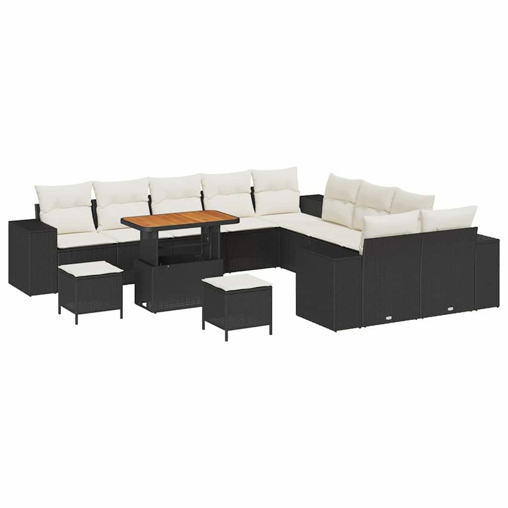 Ensemble de canapé de jardin 13 pc noir et crème polyrotin
