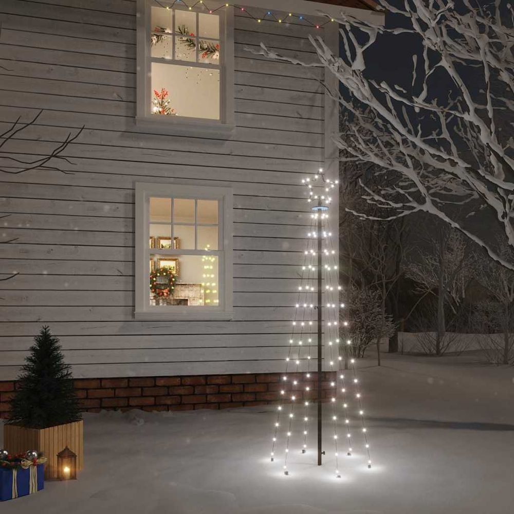 Sapin de noël lumineux sur piquet 108 led pour jardin extérieur blanc froid 180 cm