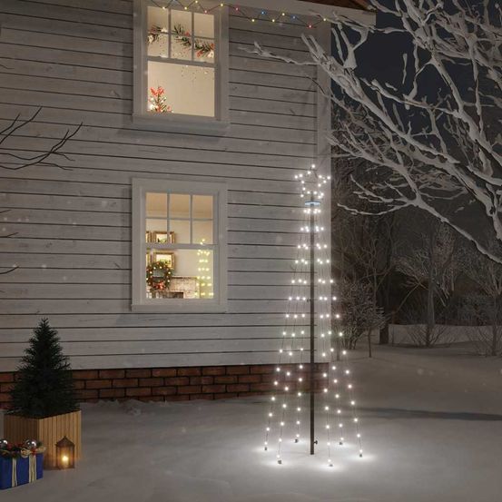 Sapin de noël lumineux sur piquet 108 led pour jardin extérieur blanc froid 180 cm