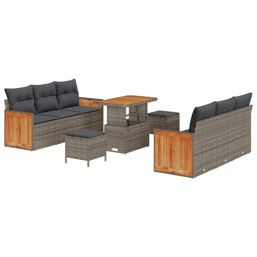 Ensemble de canapé de jardin avec coussin 9 pcs gris