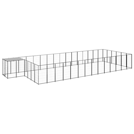 Chenil extérieur cage enclos parc animaux chien 26,62 m² 110 cm acier noir