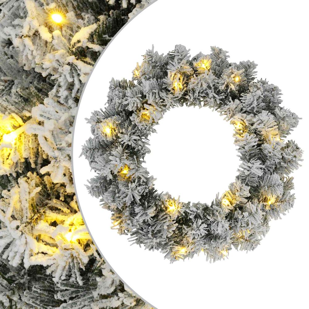 Couronne de noël vert et blanc ø 30 cm pvc 25 led