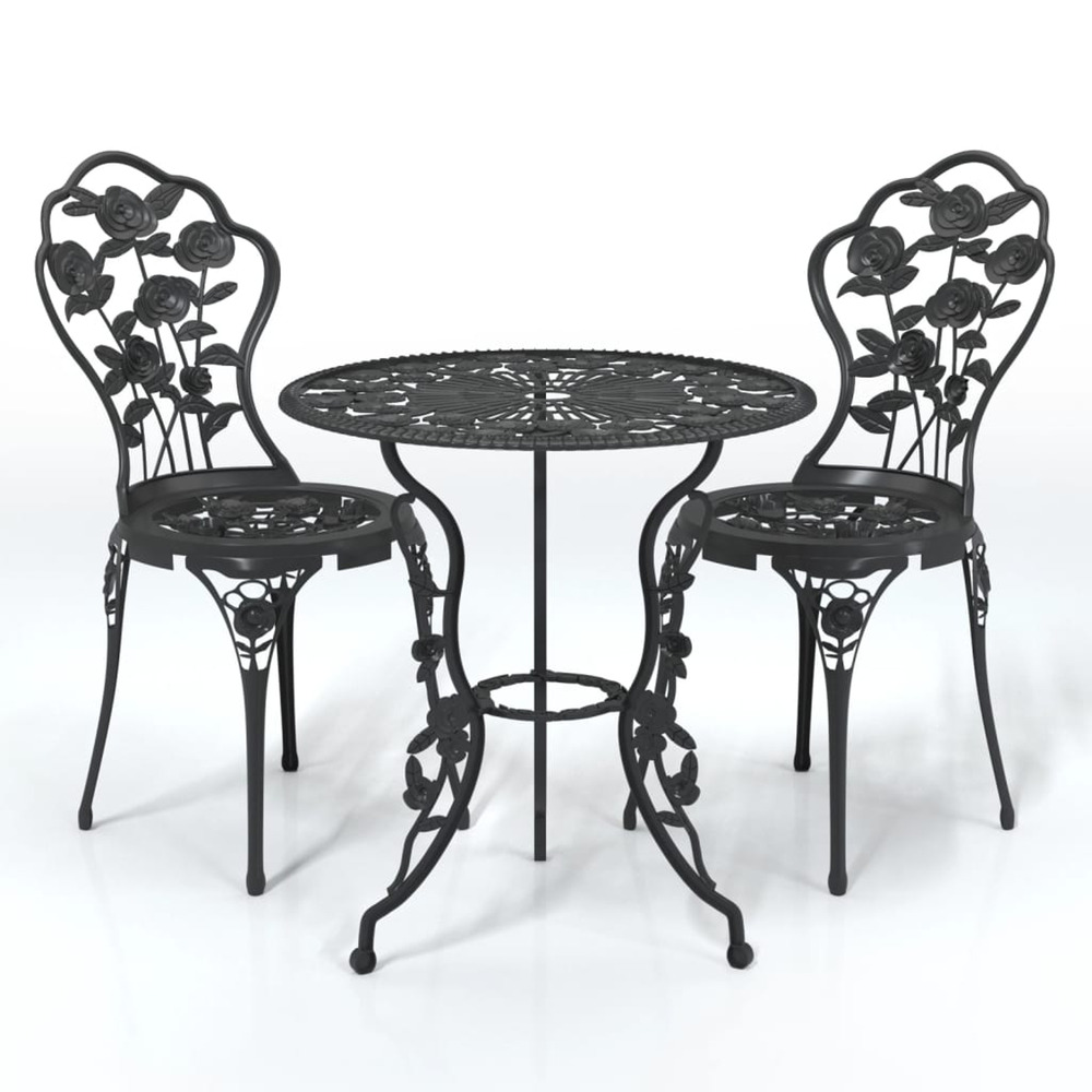 Ensemble de bistro 3 pcs aluminium coulé noir
