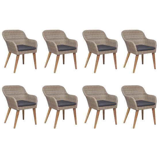 Ensemble à manger de jardin 9 pcs marron