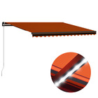 Auvent manuel rétractable avec led 450x300 cm orange et marron