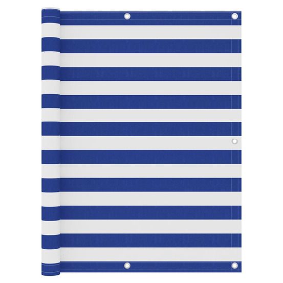 Écran de balcon blanc et bleu 120x300 cm tissu oxford