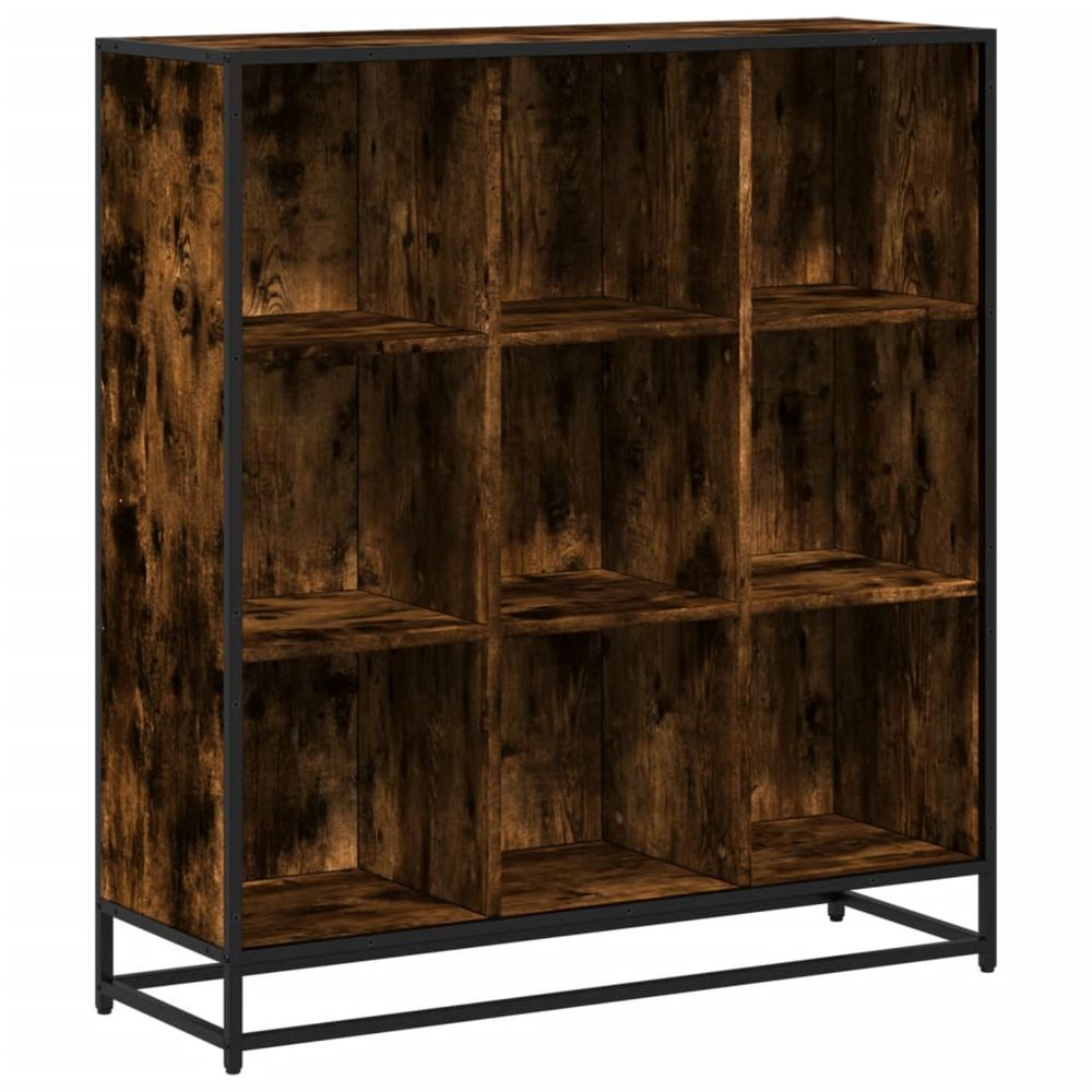 Bibliothèque chêne fumé 97,5x33x107,5cm bois d'ingénierie métal