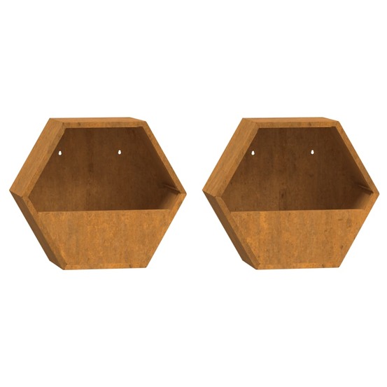 Jardinière bac lit surélevé plantes fleurs jardin terrasses murales lot de 2 rouillé acier corten 30 x 10 x 25 cm marron 02_0